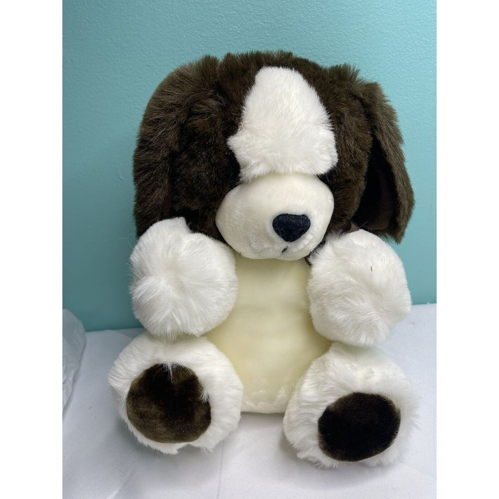 a fiesta toys Brown And White Plush Dog 15" Long‎